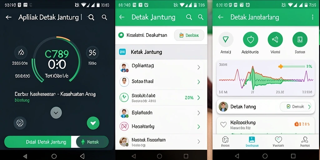 Tampilan antarmuka aplikasi C789 untuk pemantauan detak jantung.